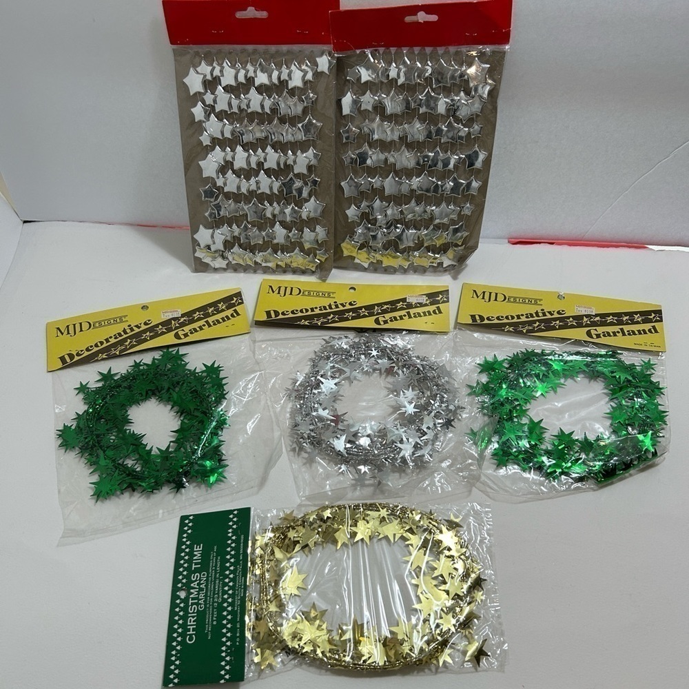 Decorative Stars Garland Vintage Lot of 6 Packs Holiday Decor
